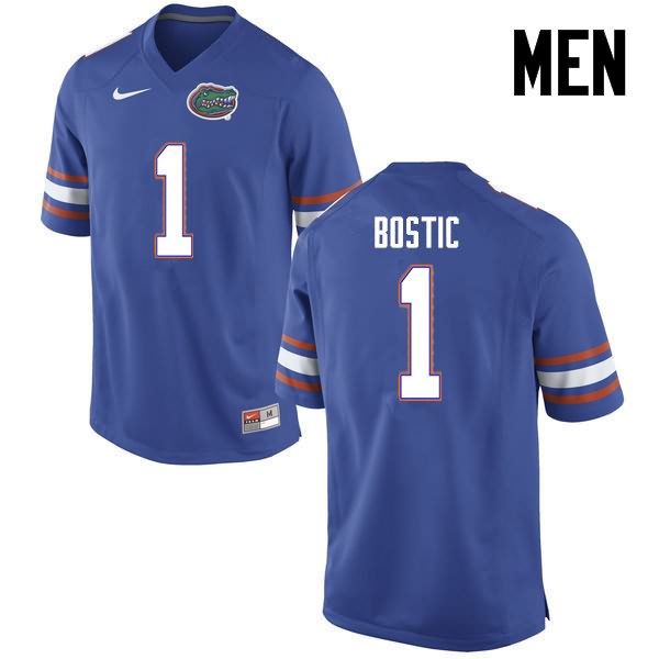 Men's NCAA Florida Gators Jonathan Bostic #1 Stitched Authentic Nike Blue College Football Jersey KDT6765VQ